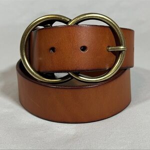 bohme Genuine Leather Brown Double O Hoop Buckle Waist 23-31 in